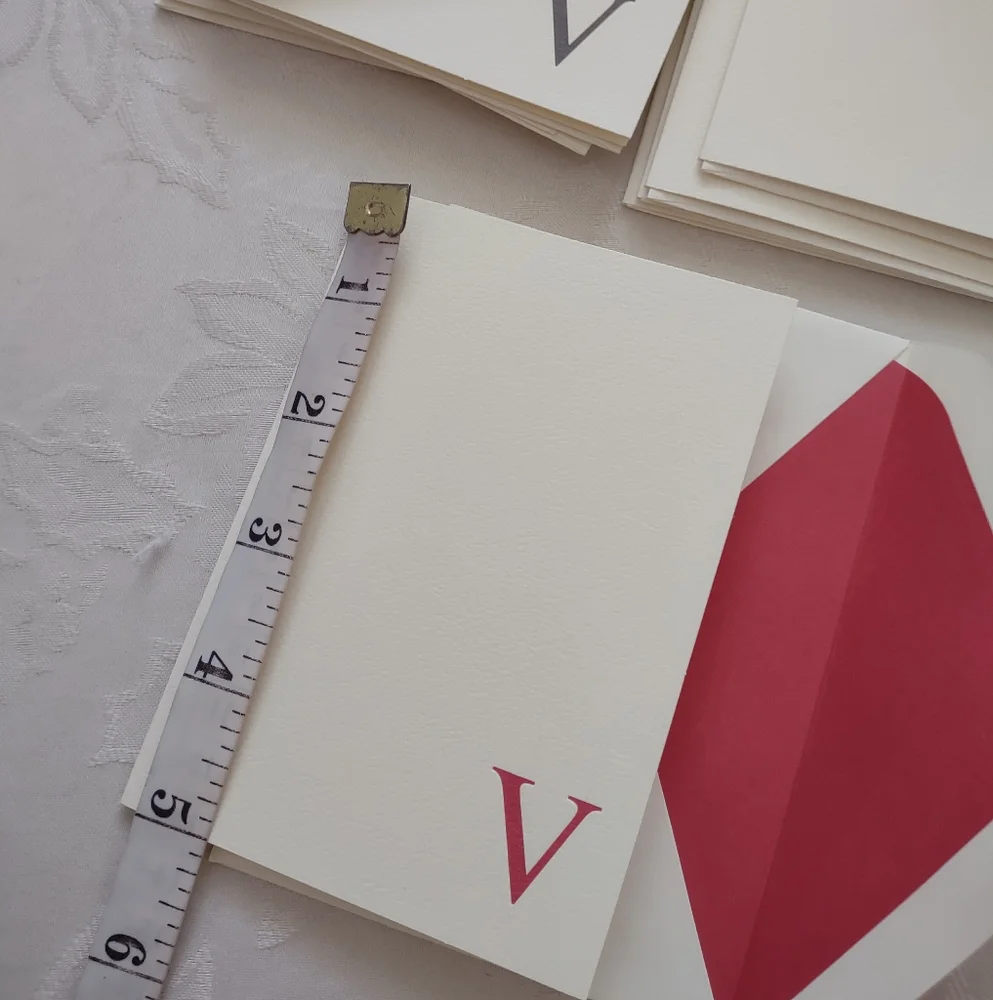 V Monogrammed Different colors Note Cards Set Valentine